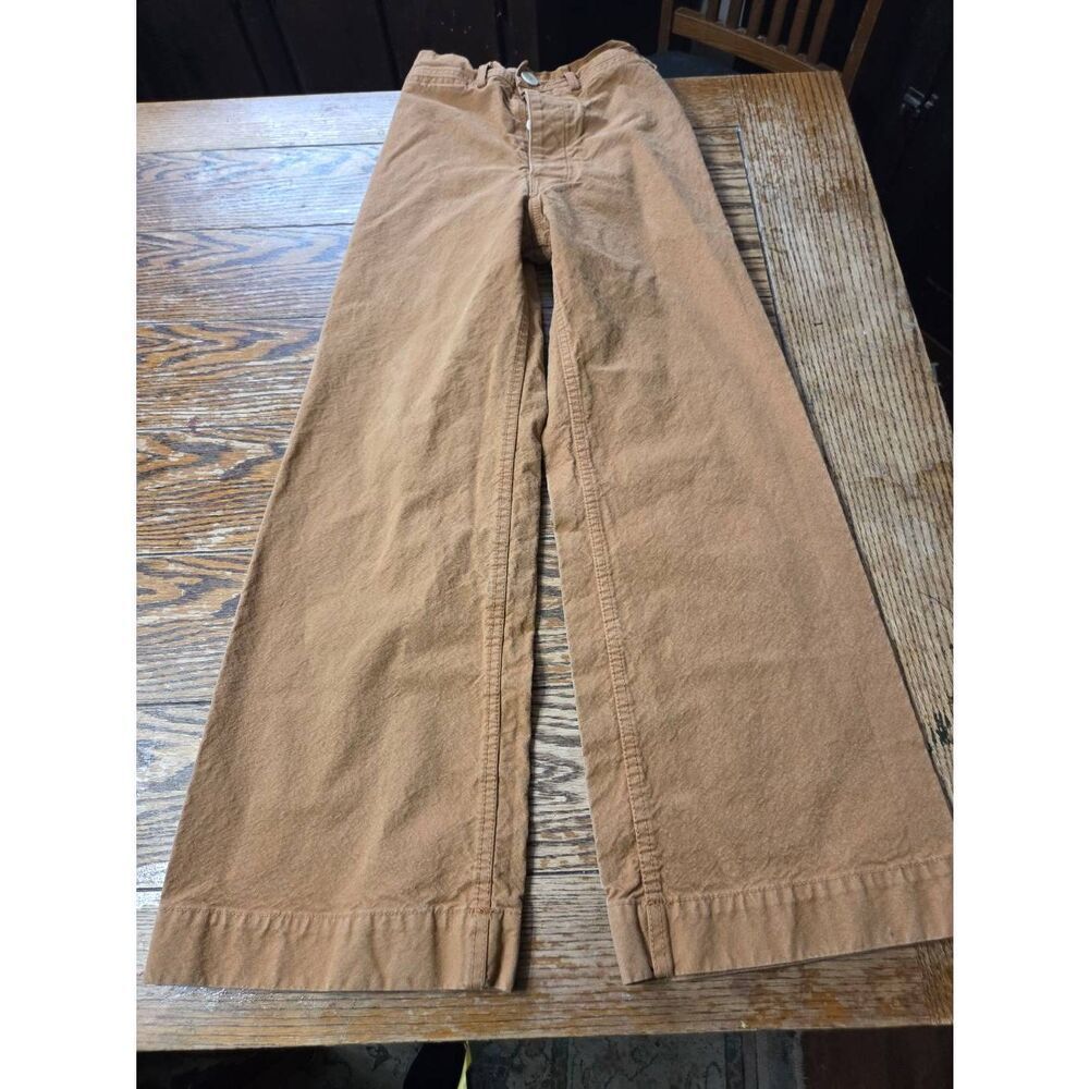 Jesse Kamm sailor wide leg canvas pants in tobacco size 0 - Picture 2 of 5